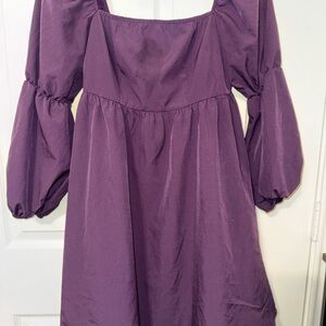 Purple Puff Sleeve Dress